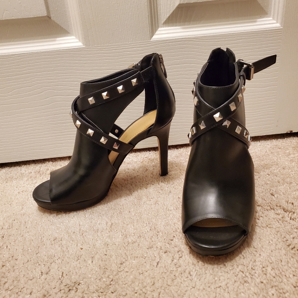 Black studded ankle booties
